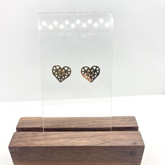 GOLD Geometric Heart Earring Pair - Picture 2 of 8